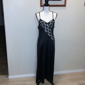 Vae Mode vintage black sexy nylon full length negligee nightgown